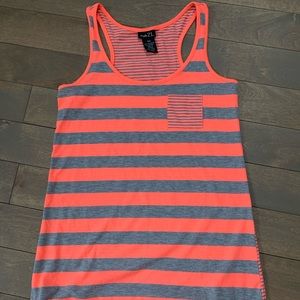 Orange and grey stripped tank top XS